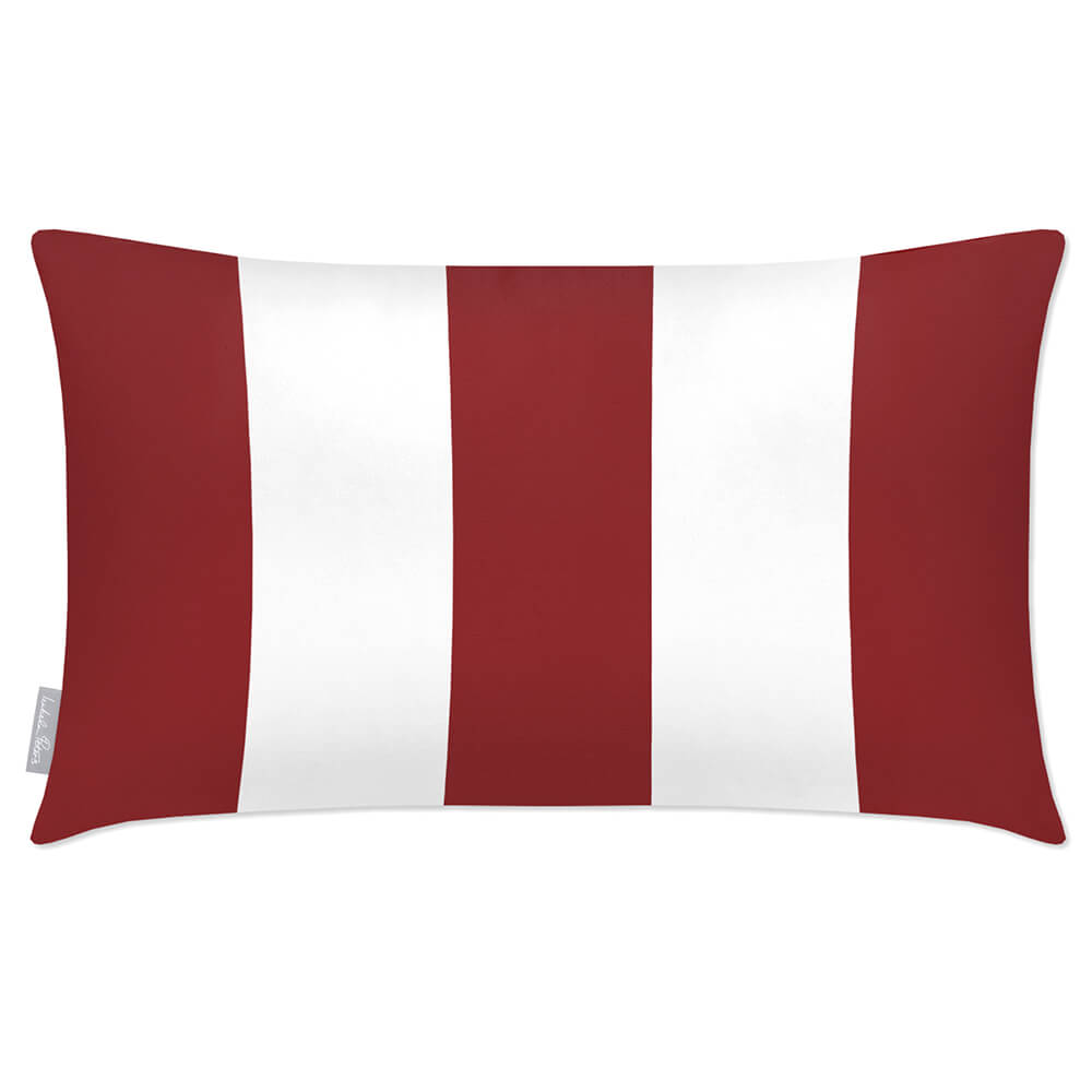 Outdoor Garden Waterproof Rectangle Cushion - 3 Stripes Luxury Outdoor Cushions Izabela Peters Raspberry Red 50 x 30 cm 