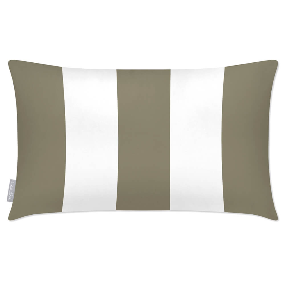 Outdoor Garden Waterproof Rectangle Cushion - 3 Stripes - Martini Olive 50 x 30 cm by Izabela Peters