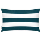 Outdoor Garden Waterproof Rectangle Cushion - 3 Stripes Horizontal - Teal 50 x 30 cm by Izabela Peters