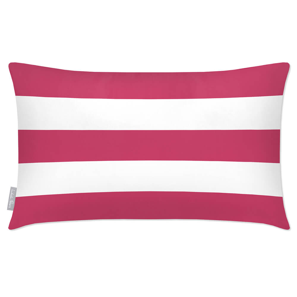 Outdoor Garden Waterproof Rectangle Cushion - 3 Stripes Horizontal  Izabela Peters Pink 50 x 30 cm 