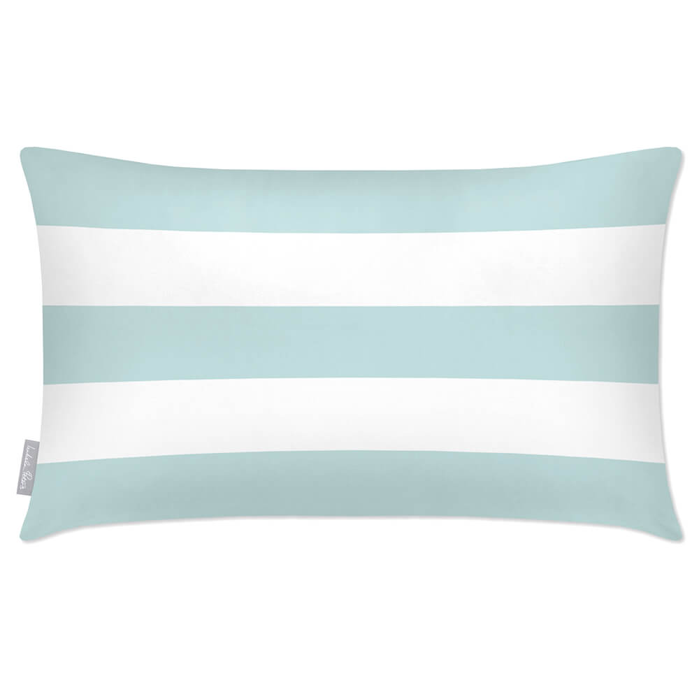 Outdoor Garden Waterproof Rectangle Cushion - 3 Stripes Horizontal - Duck Egg 50 x 30 cm by Izabela Peters