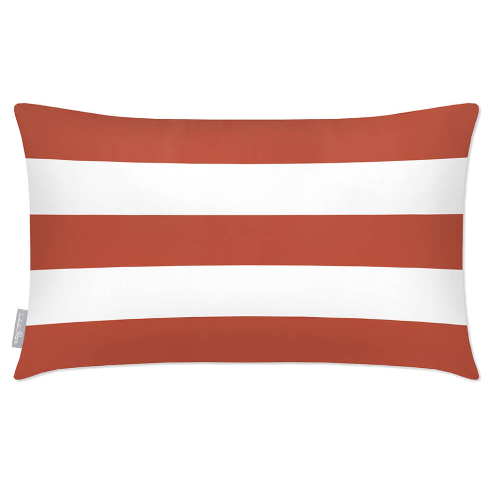 Outdoor Garden Waterproof Rectangle Cushion - 3 Stripes Horizontal in Burnt Ochre 50 x 30 cm | Izabela Peters
