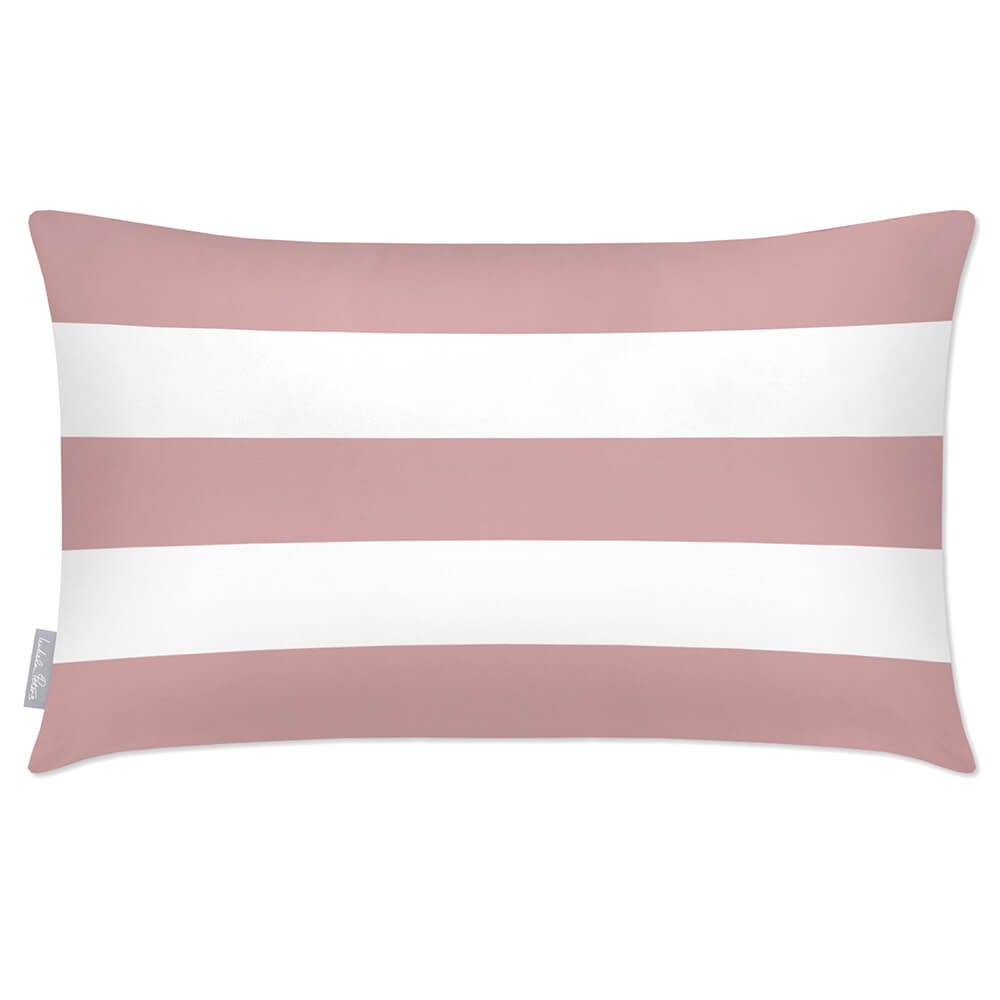 Outdoor Garden Waterproof Rectangle Cushion - 3 Stripes Horizontal - Rosewater 50 x 30 cm by Izabela Peters