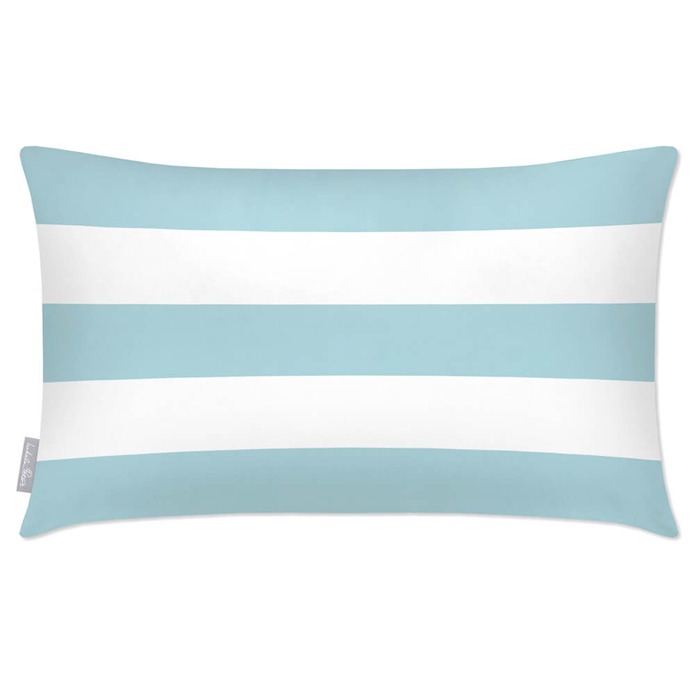 Outdoor Garden Waterproof Rectangle Cushion - 3 Stripes Horizontal  Izabela Peters Celeste Blue 50 x 30 cm 