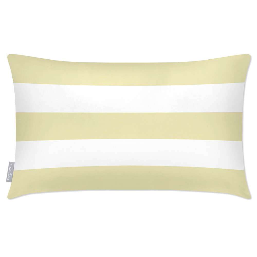 Outdoor Garden Waterproof Rectangle Cushion - 3 Stripes Horizontal - Cream 50 x 30 cm by Izabela Peters