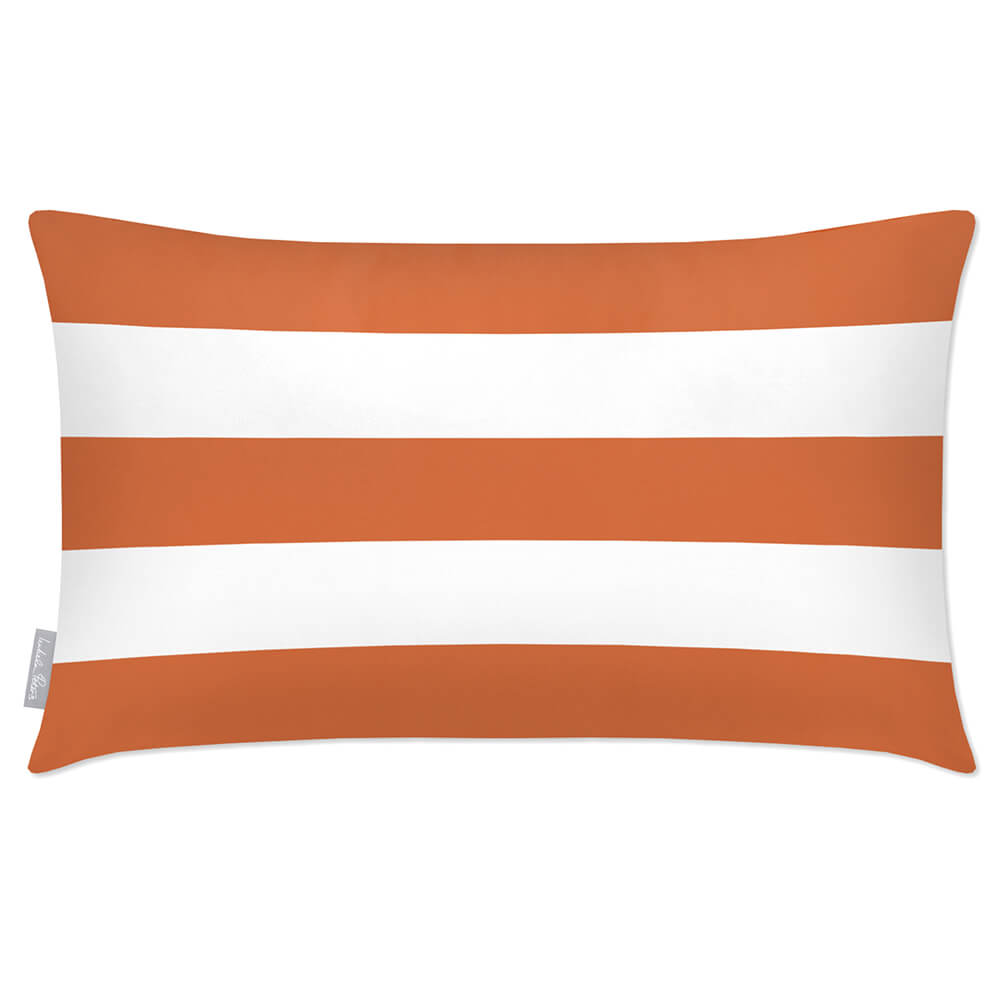 Outdoor Garden Waterproof Rectangle Cushion - 3 Stripes Horizontal  Izabela Peters Burnt Orange 50 x 30 cm 