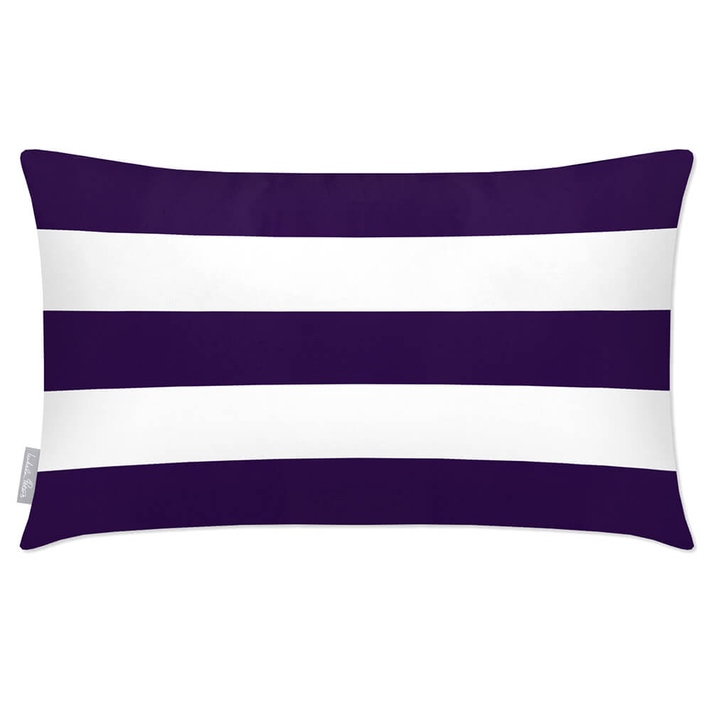 Outdoor Garden Waterproof Rectangle Cushion - 3 Stripes Horizontal - Morc Blue 50 x 30 cm by Izabela Peters