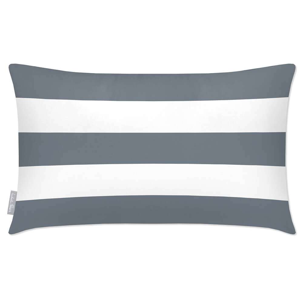 Outdoor Garden Waterproof Rectangle Cushion - 3 Stripes Horizontal in French Grey 50 x 30 cm | Izabela Peters