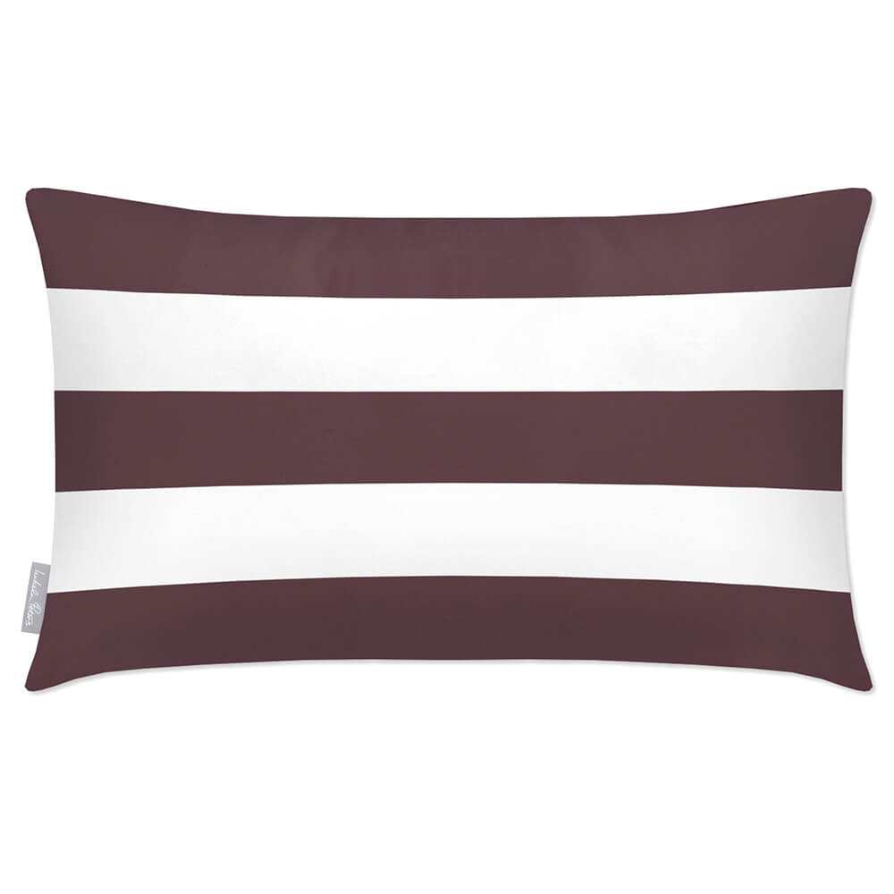 Outdoor Garden Waterproof Rectangle Cushion - 3 Stripes Horizontal - Italian Grape 50 x 30 cm by Izabela Peters