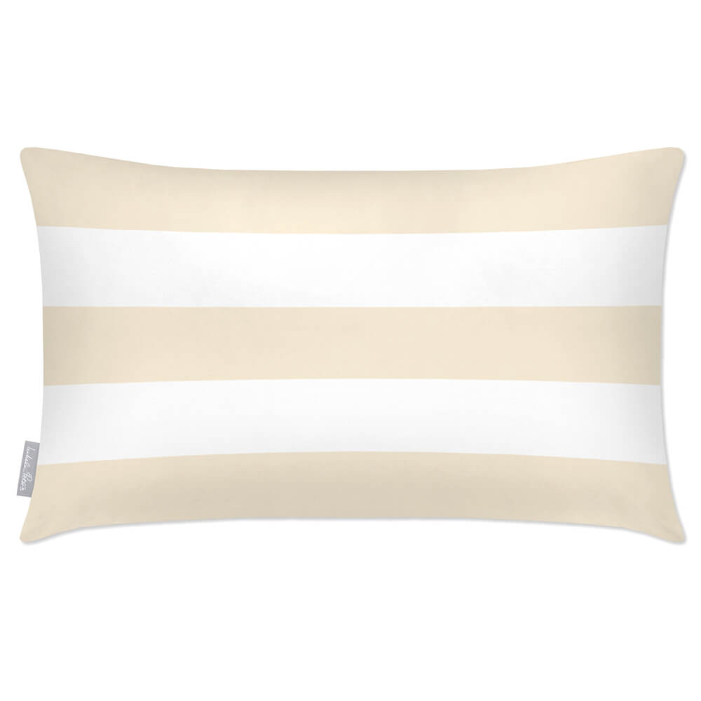 Outdoor Garden Waterproof Rectangle Cushion - 3 Stripes Horizontal  Izabela Peters Ivory Cream 50 x 30 cm 