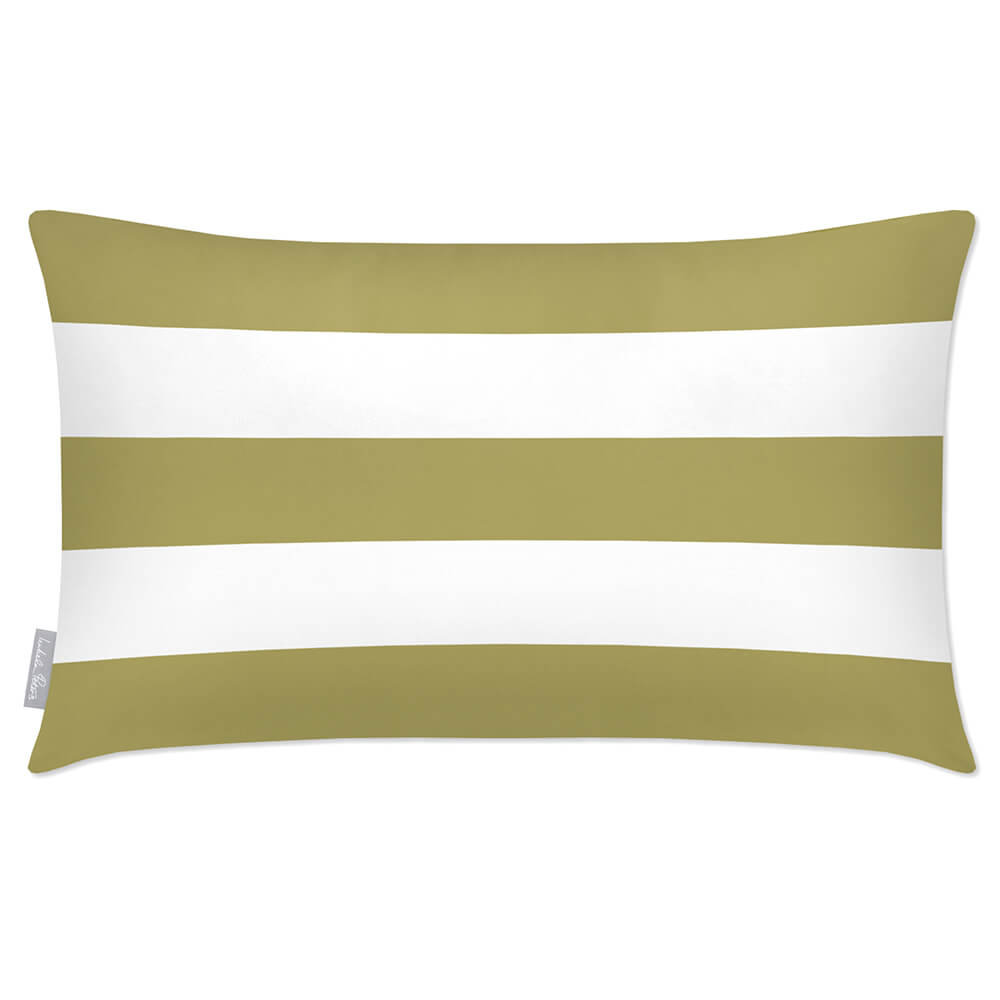 Outdoor Garden Waterproof Rectangle Cushion - 3 Stripes Horizontal - Golden Lime 50 x 30 cm by Izabela Peters