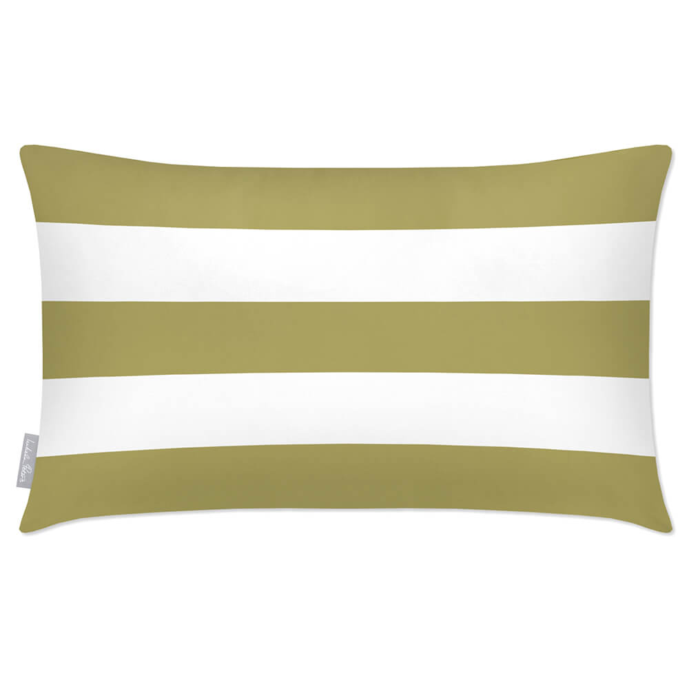 Outdoor Garden Waterproof Rectangle Cushion - 3 Stripes Horizontal  Izabela Peters Golden Lime 50 x 30 cm 