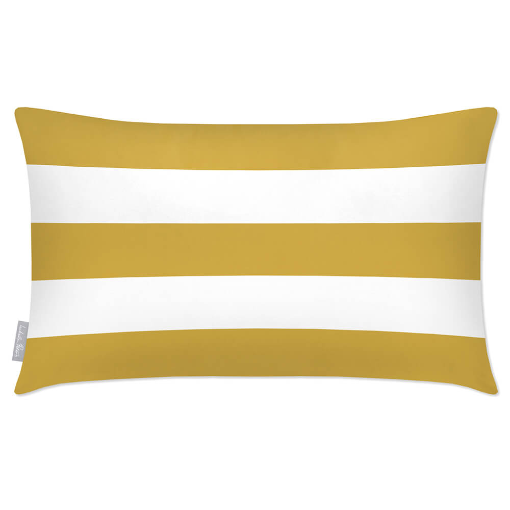 Outdoor Garden Waterproof Rectangle Cushion - 3 Stripes Horizontal in Mustard 50 x 30 cm | Izabela Peters