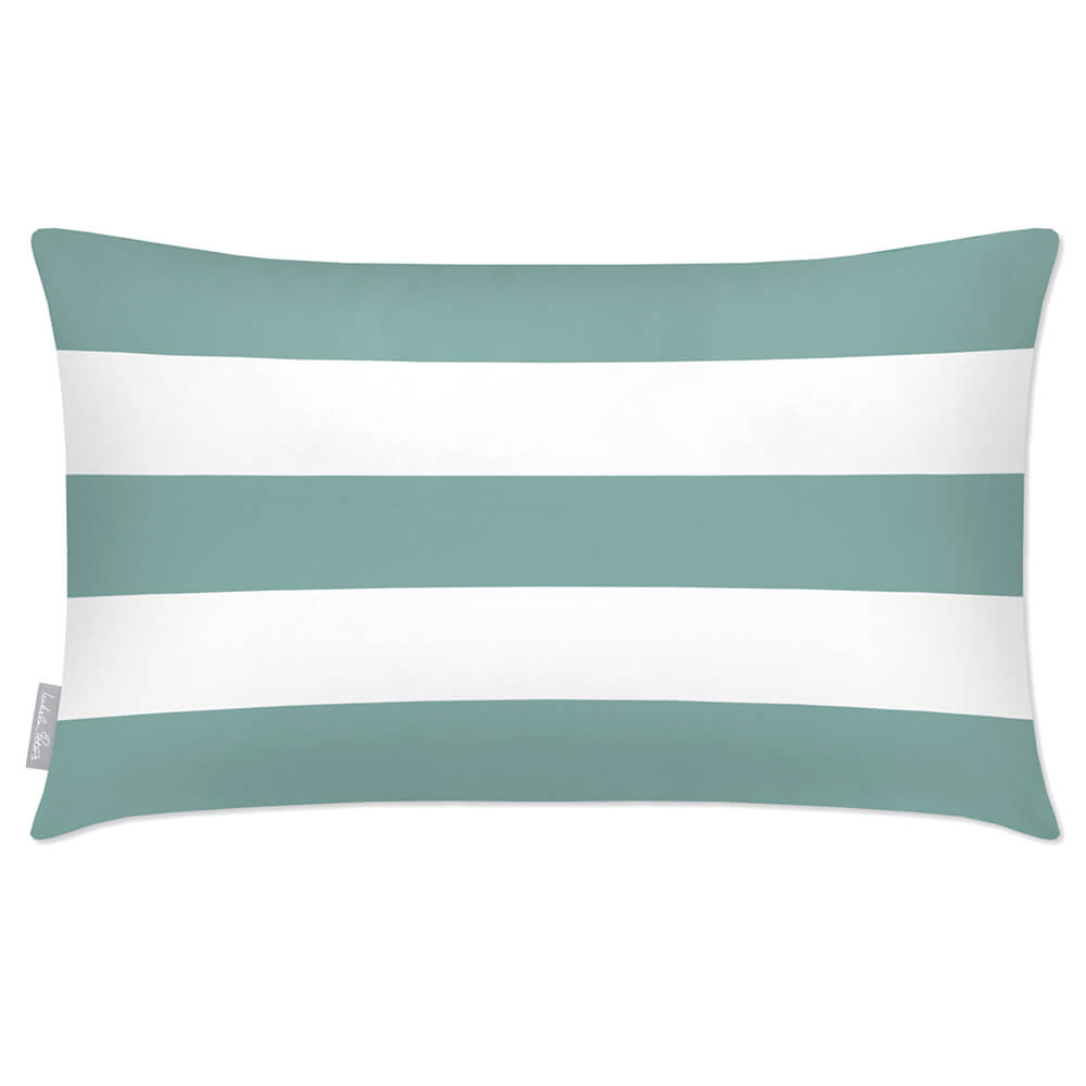Outdoor Garden Waterproof Rectangle Cushion - 3 Stripes Horizontal - Blue Surf 50 x 30 cm by Izabela Peters