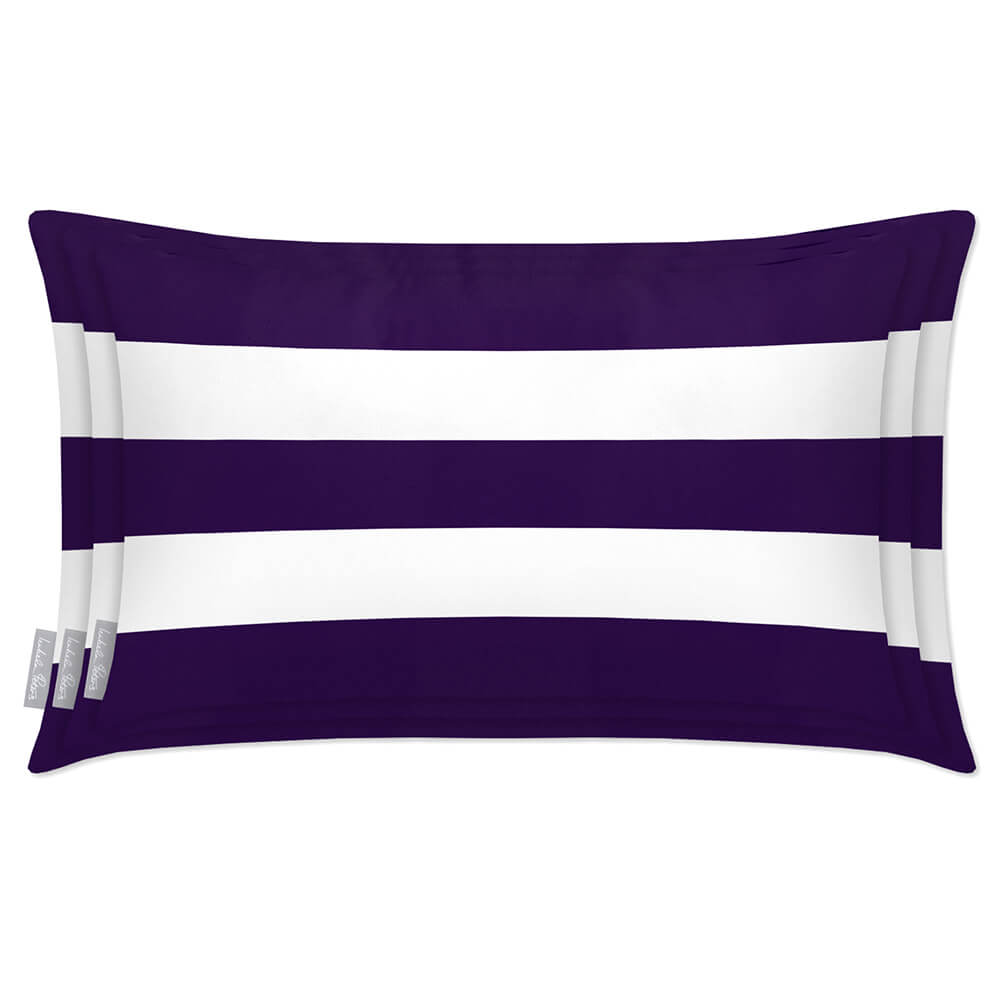 Outdoor Garden Waterproof Rectangle Cushion - 3 Stripes Horizontal - Morc Blue 50 x 30 cm by Izabela Peters
