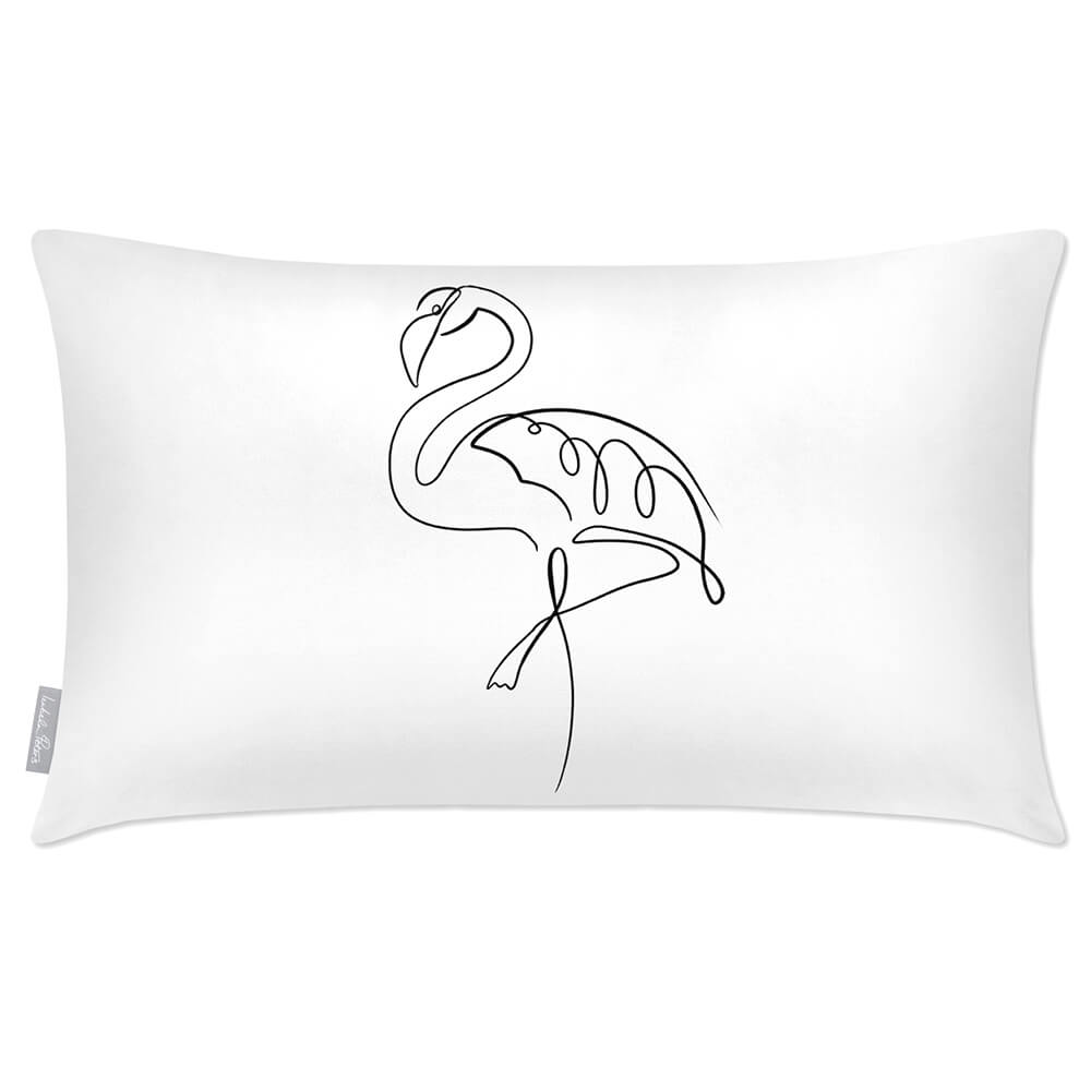 Outdoor Garden Waterproof Rectangle Cushion - Abstract Flamingo  Izabela Peters White and Black 50 x 30 cm 