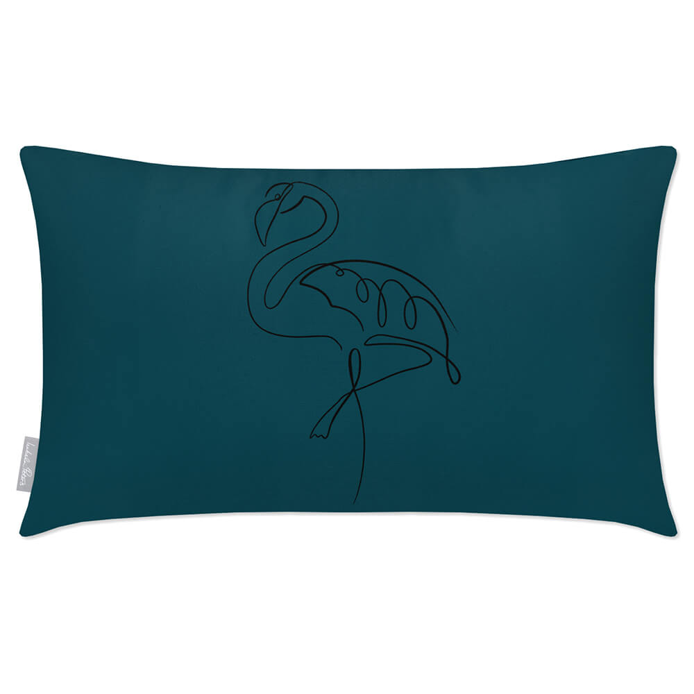 Outdoor Garden Waterproof Rectangle Cushion - Abstract Flamingo  Izabela Peters Teal 50 x 30 cm 