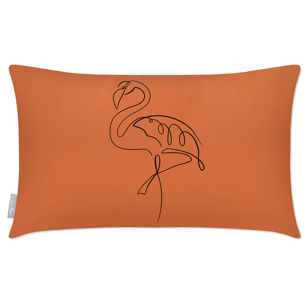 Outdoor Garden Waterproof Rectangle Cushion - Abstract Flamingo - Burnt Ochre 50 x 30 cm by Izabela Peters