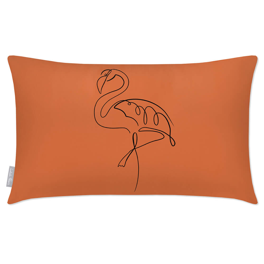 Outdoor Garden Waterproof Rectangle Cushion - Abstract Flamingo  Izabela Peters Burnt Ochre 50 x 30 cm 