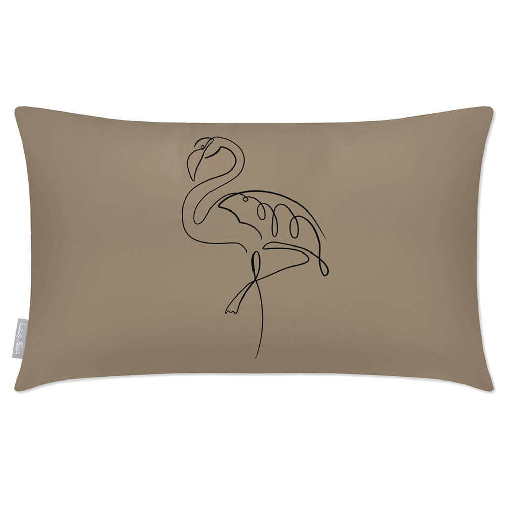 Outdoor Garden Waterproof Rectangle Cushion - Abstract Flamingo - Taupe 50 x 30 cm by Izabela Peters