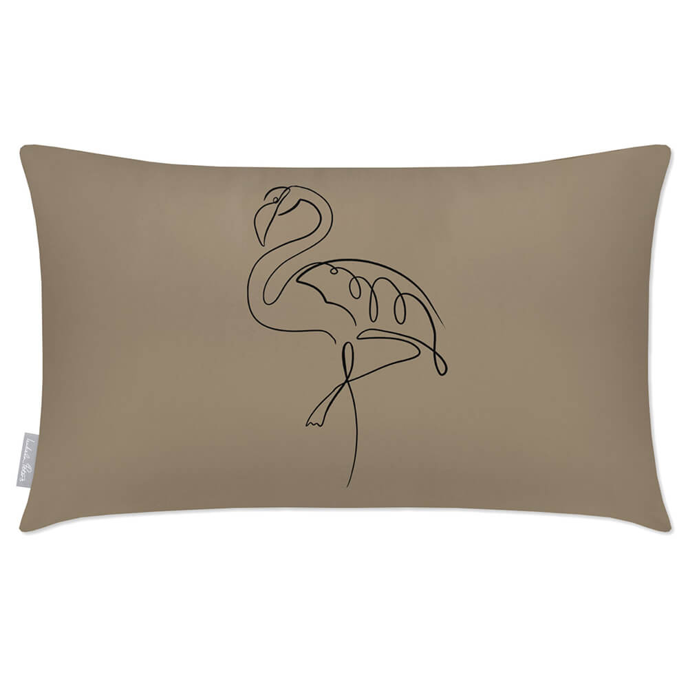 Outdoor Garden Waterproof Rectangle Cushion - Abstract Flamingo  Izabela Peters Taupe 50 x 30 cm 