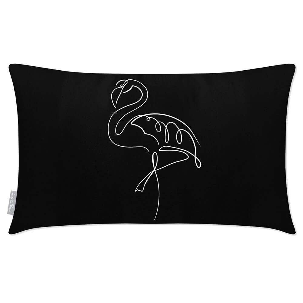 Outdoor Garden Waterproof Rectangle Cushion - Abstract Flamingo  Izabela Peters Black And White 50 x 30 cm 