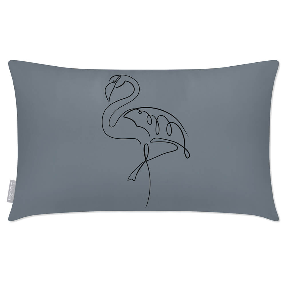 Outdoor Garden Waterproof Rectangle Cushion - Abstract Flamingo  Izabela Peters French Grey 50 x 30 cm 
