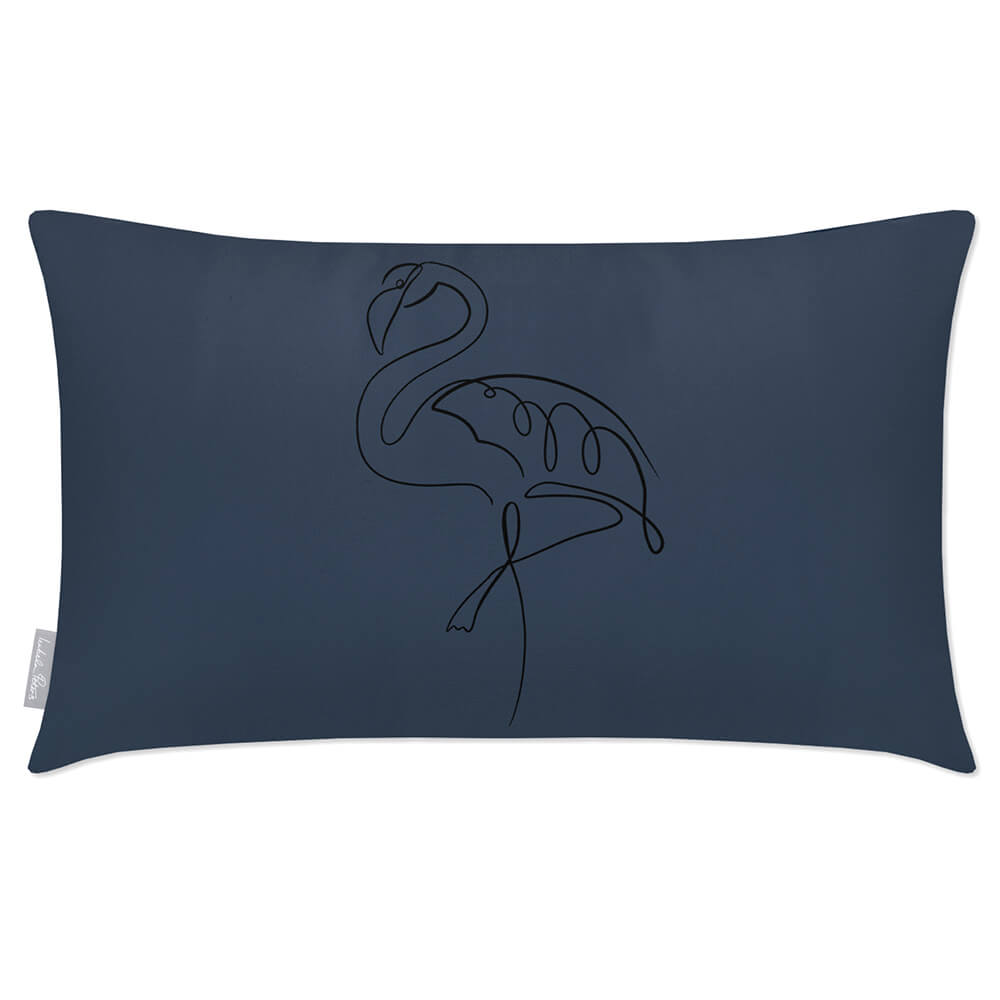 Outdoor Garden Waterproof Rectangle Cushion - Abstract Flamingo - Petrol Blue 50 x 30 cm by Izabela Peters