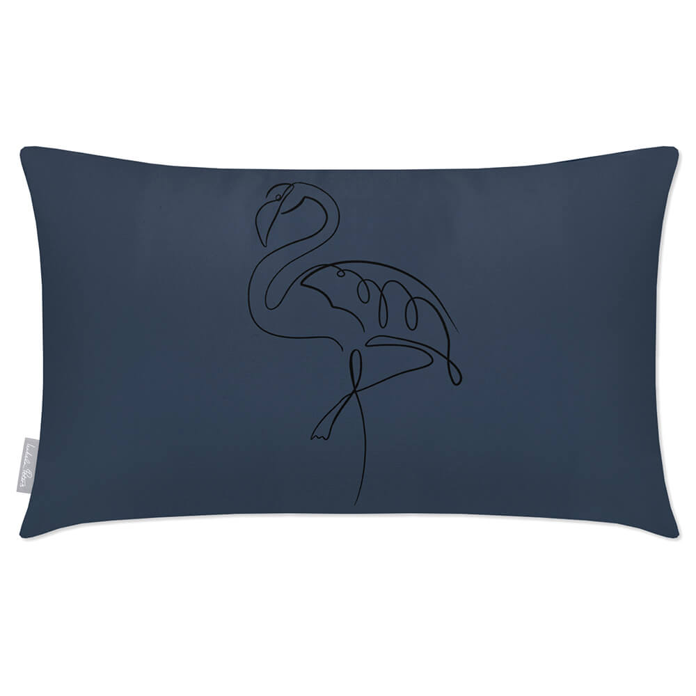 Outdoor Garden Waterproof Rectangle Cushion - Abstract Flamingo  Izabela Peters Petrol Blue 50 x 30 cm 