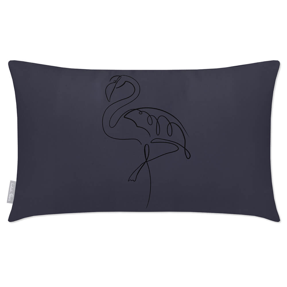 Outdoor Garden Waterproof Rectangle Cushion - Abstract Flamingo - Graphite 50 x 30 cm by Izabela Peters