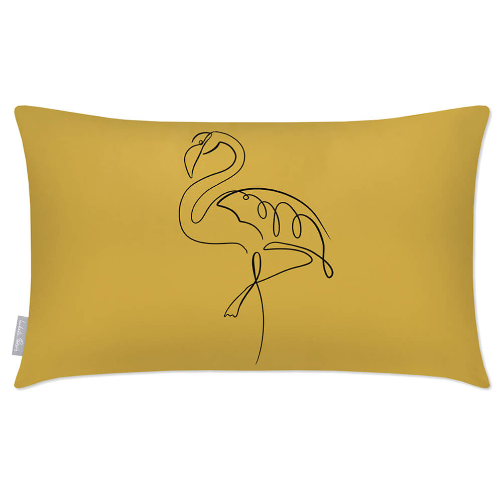 Outdoor Garden Waterproof Rectangle Cushion - Abstract Flamingo - Mustard Ochre 50 x 30 cm by Izabela Peters