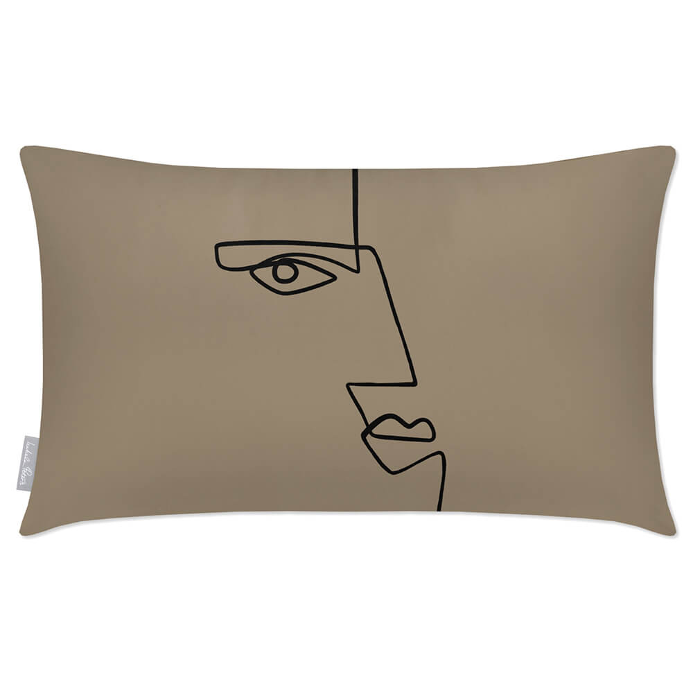 Outdoor Garden Waterproof Rectangle Cushion - Angular Face - Taupe 50 x 30 cm by Izabela Peters