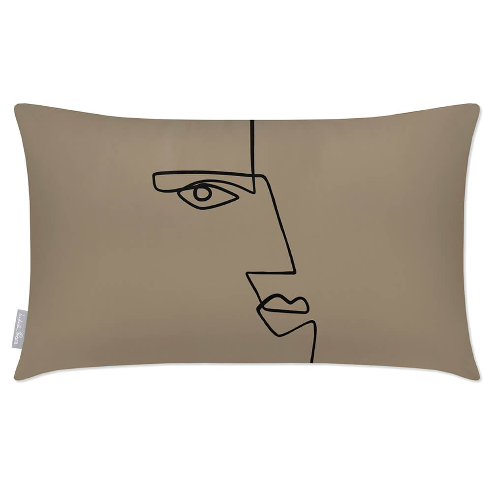 Outdoor Garden Waterproof Rectangle Cushion - Angular Face  Izabela Peters Taupe 50 x 30 cm 