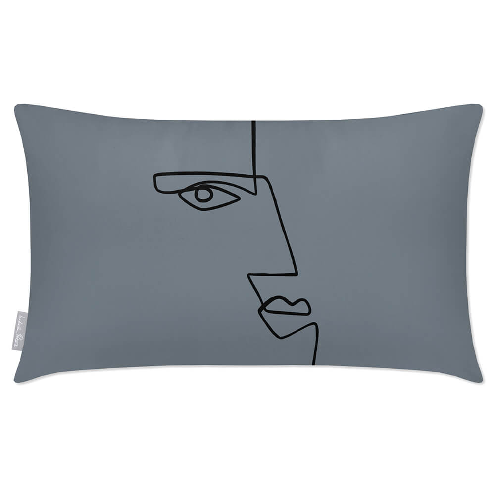 Outdoor Garden Waterproof Rectangle Cushion - Angular Face - French Grey 50 x 30 cm by Izabela Peters