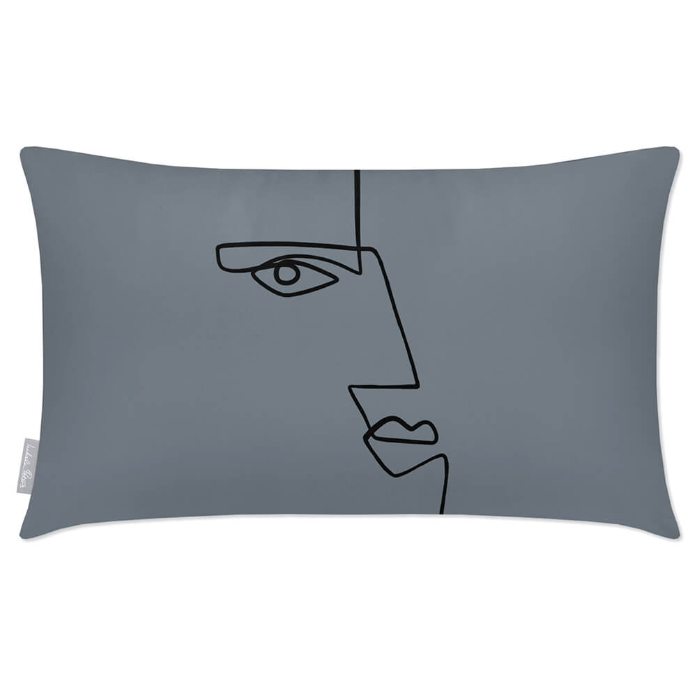 Outdoor Garden Waterproof Rectangle Cushion - Angular Face  Izabela Peters French Grey 50 x 30 cm 