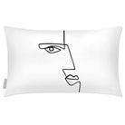 Outdoor Garden Waterproof Rectangle Cushion - Angular Face - White and Black 50 x 30 cm by Izabela Peters
