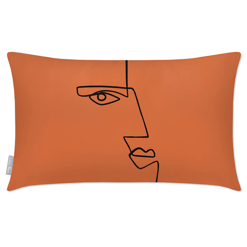Outdoor Garden Waterproof Rectangle Cushion - Angular Face - Burnt Ochre 50 x 30 cm by Izabela Peters
