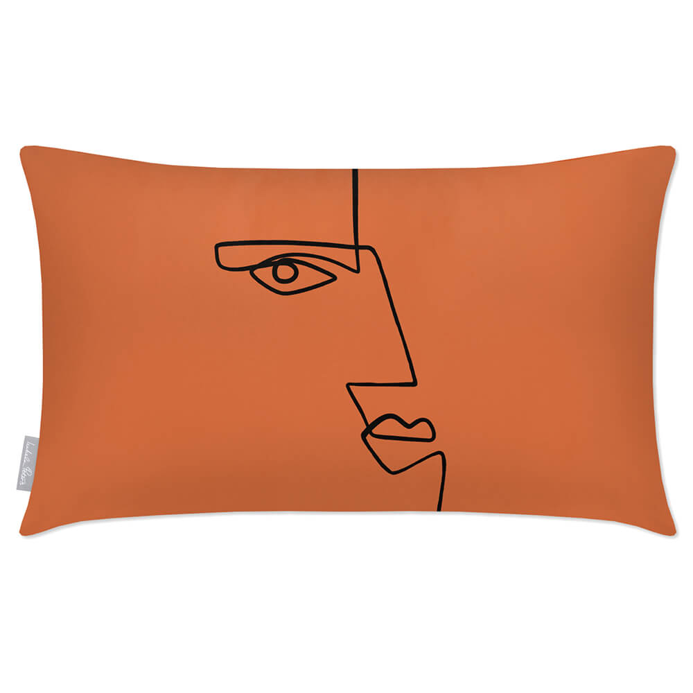 Outdoor Garden Waterproof Rectangle Cushion - Angular Face  Izabela Peters Burnt Ochre 50 x 30 cm 