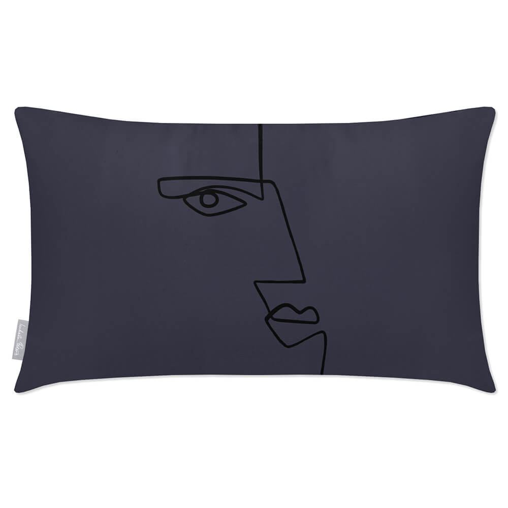 Outdoor Garden Waterproof Rectangle Cushion - Angular Face  Izabela Peters Graphite 50 x 30 cm 