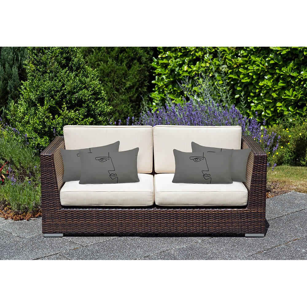 Outdoor Garden Waterproof Rectangle Cushion - Angular Face - Beluga 50 x 30 cm by Izabela Peters