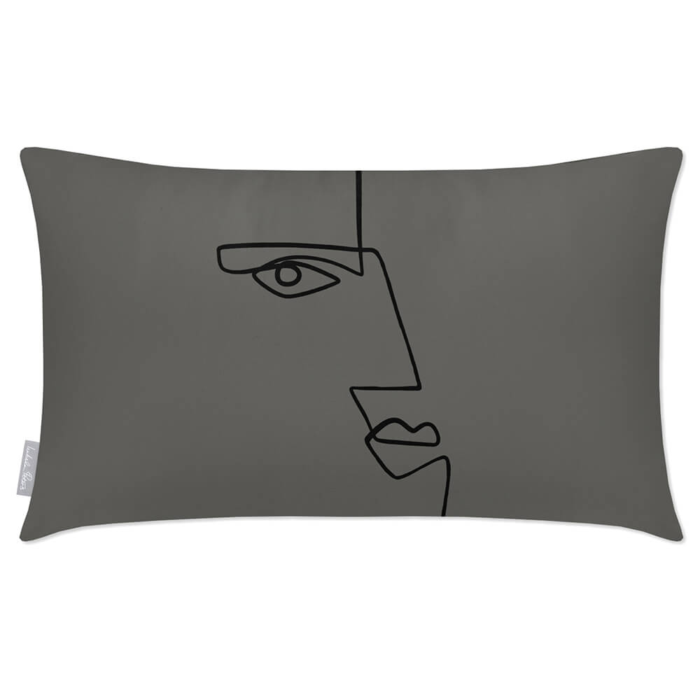 Outdoor Garden Waterproof Rectangle Cushion - Angular Face - Beluga 50 x 30 cm by Izabela Peters