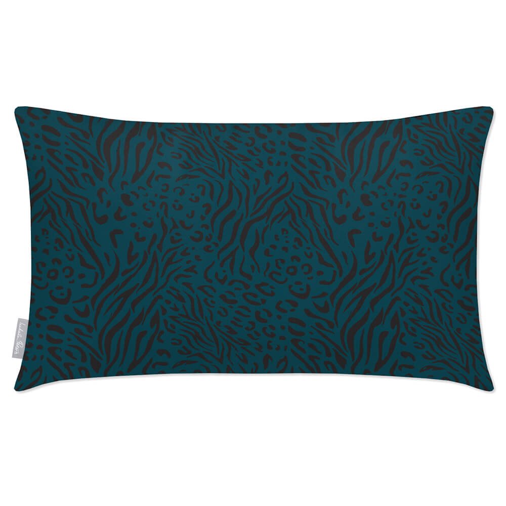 Outdoor Garden Waterproof Rectangle Cushion - Animal Fusion Print  Izabela Peters Teal 50 x 30 cm 