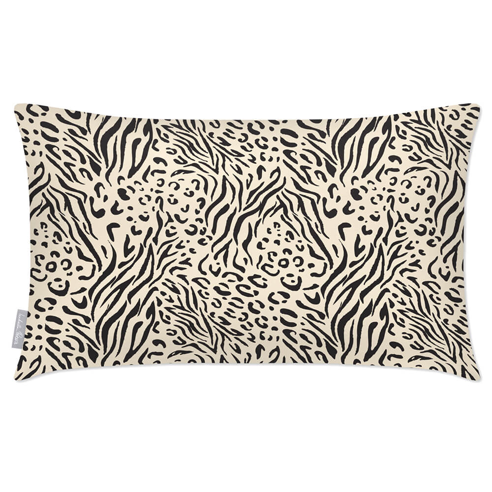 Outdoor Garden Waterproof Rectangle Cushion - Animal Fusion Print - Ivory Cream 50 x 30 cm by Izabela Peters
