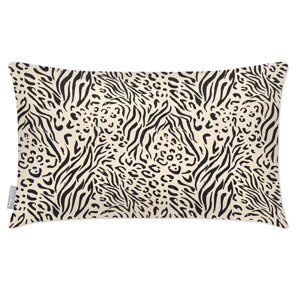 Outdoor Garden Waterproof Rectangle Cushion - Animal Fusion Print  Izabela Peters Ivory Cream 50 x 30 cm 