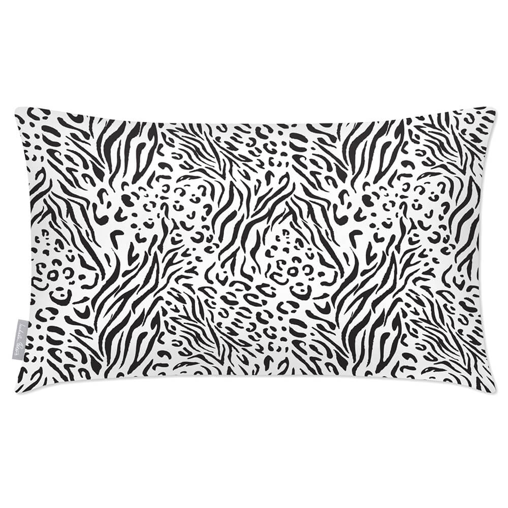 Outdoor Garden Waterproof Rectangle Cushion - Animal Fusion Print  Izabela Peters White and Black 50 x 30 cm 