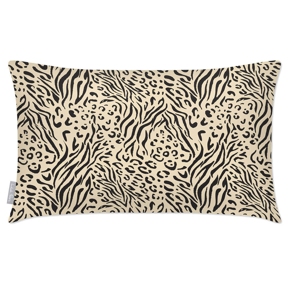Outdoor Garden Waterproof Rectangle Cushion - Animal Fusion Print - Cream 50 x 30 cm by Izabela Peters