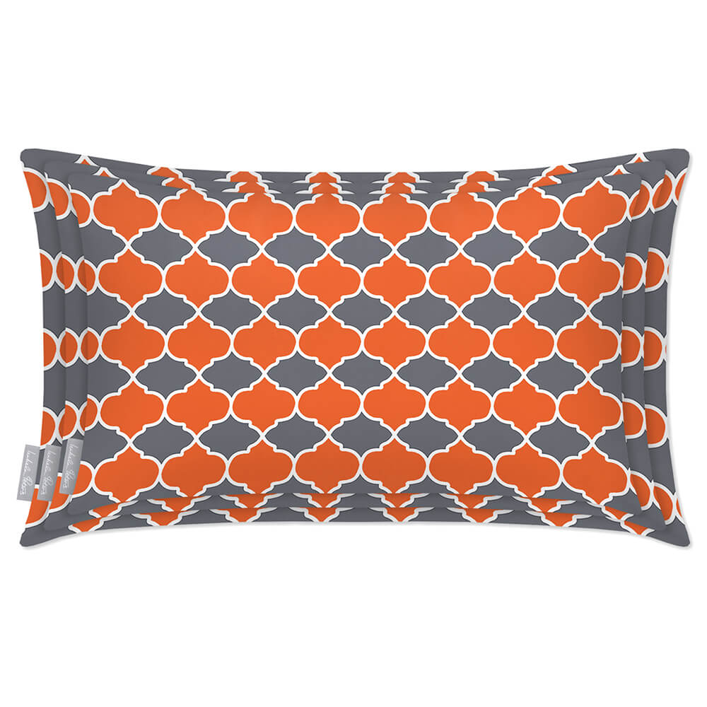 Outdoor Garden Waterproof Rectangle Cushion - Badi - Morc Orange And Grey 50 x 30 cm by Izabela Peters