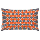 Outdoor Garden Waterproof Rectangle Cushion - Badi - Morc Orange And Grey 50 x 30 cm by Izabela Peters