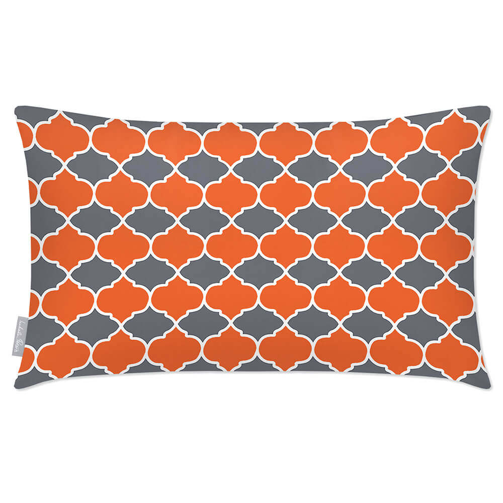 Outdoor Garden Waterproof Rectangle Cushion - Badi  Izabela Peters Morc Orange And Grey 50 x 30 cm 