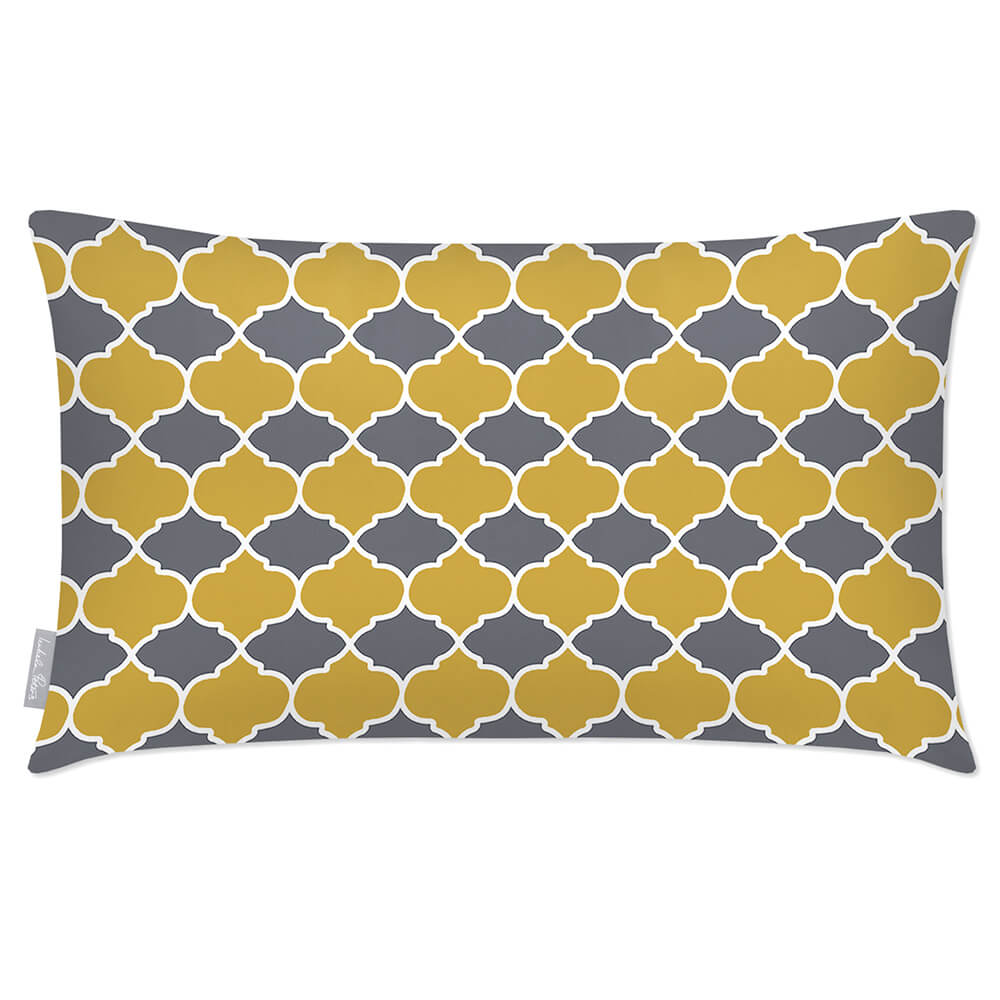 Outdoor Garden Waterproof Rectangle Cushion - Badi  Izabela Peters Mustard And Grey 50 x 30 cm 